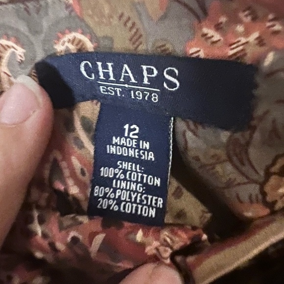 Chaps Women’s Size 12 100% Cotton Fulling lined Paisley Skirt - Picture 3 of 4